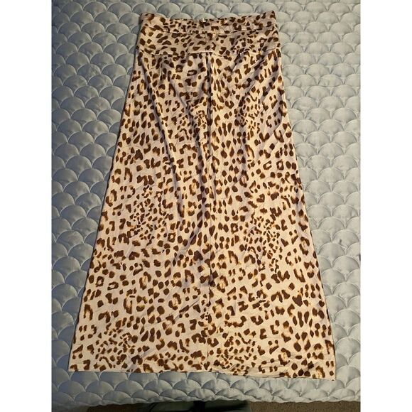 Free People Normani Leopard Print Bias Cut Midi Skirt Size 8 Boho Western Chic - Picture 4 of 7